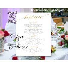 Gold Wedding Menu, Gold restaurant menu, (27w) Gold Wedding Menu, Gold restaurant menu, (27w)